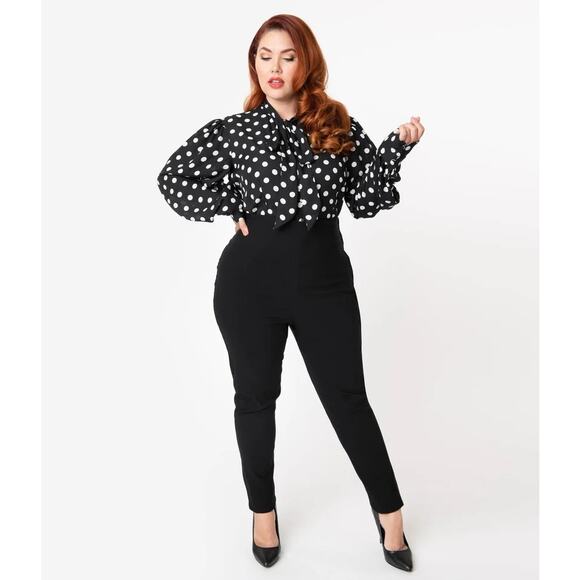 Unique Vintage Plus 1950s Rizzo High Waist Cigarette Pants Black 2X Rockabilly - Picture 1 of 4